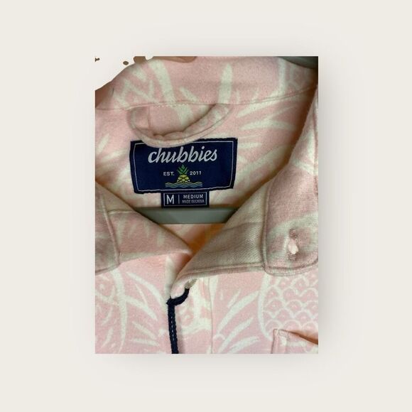 Chubbies Men’s The Thigh Napple Flannel Overshirt in Pink Size Medium NWT - Picture 4 of 6